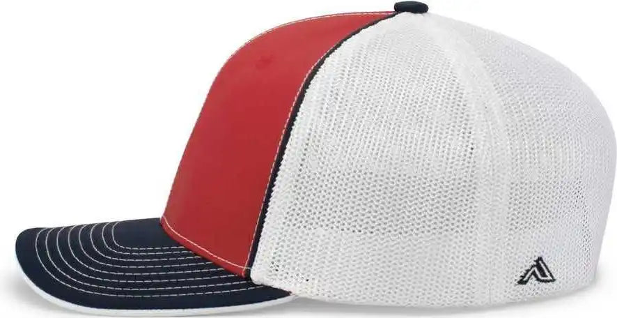 Pacific Headwear 404m Trucker Flexfit Cap - Red Navy