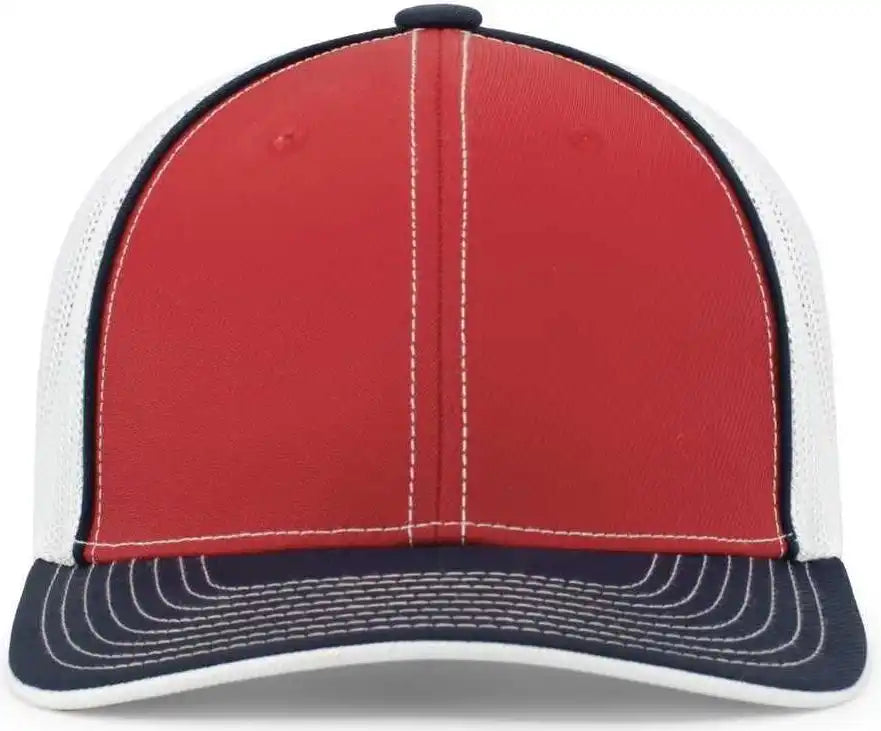 Pacific Headwear 404m Trucker Flexfit Cap - Red Navy