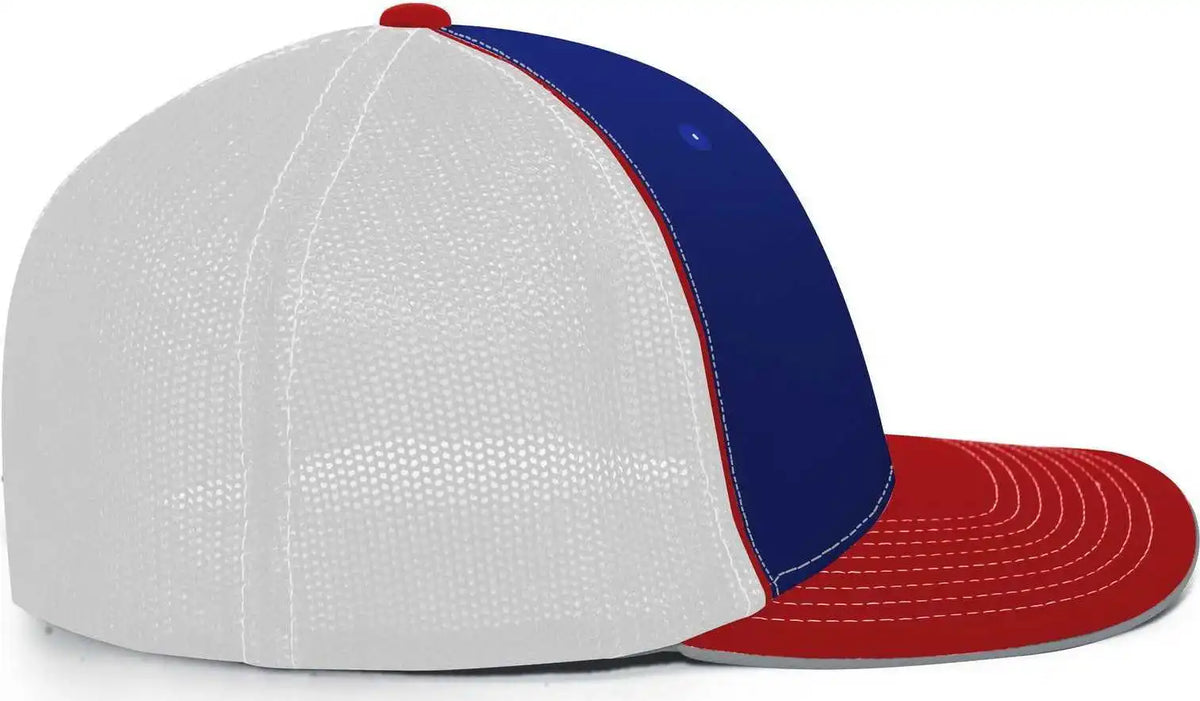 Pacific Headwear 404m Trucker Flexfit Cap - Royal White Red