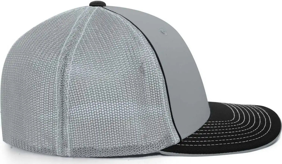 Pacific Headwear 404m Trucker Flexfit Cap - Silver Black