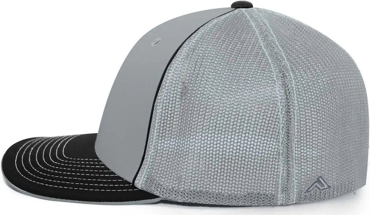 Pacific Headwear 404m Trucker Flexfit Cap - Silver Black