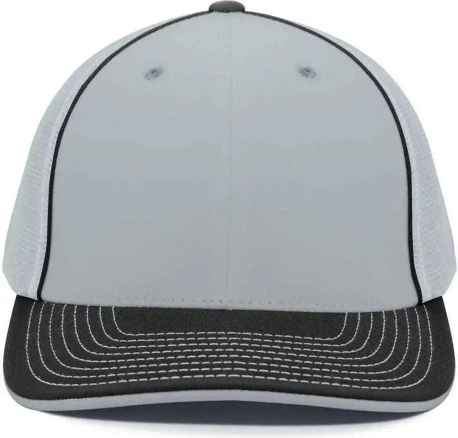 Pacific Headwear 404m Trucker Flexfit Cap - Silver Black - Light Gray / 6 3/8’’ - 7/8’’