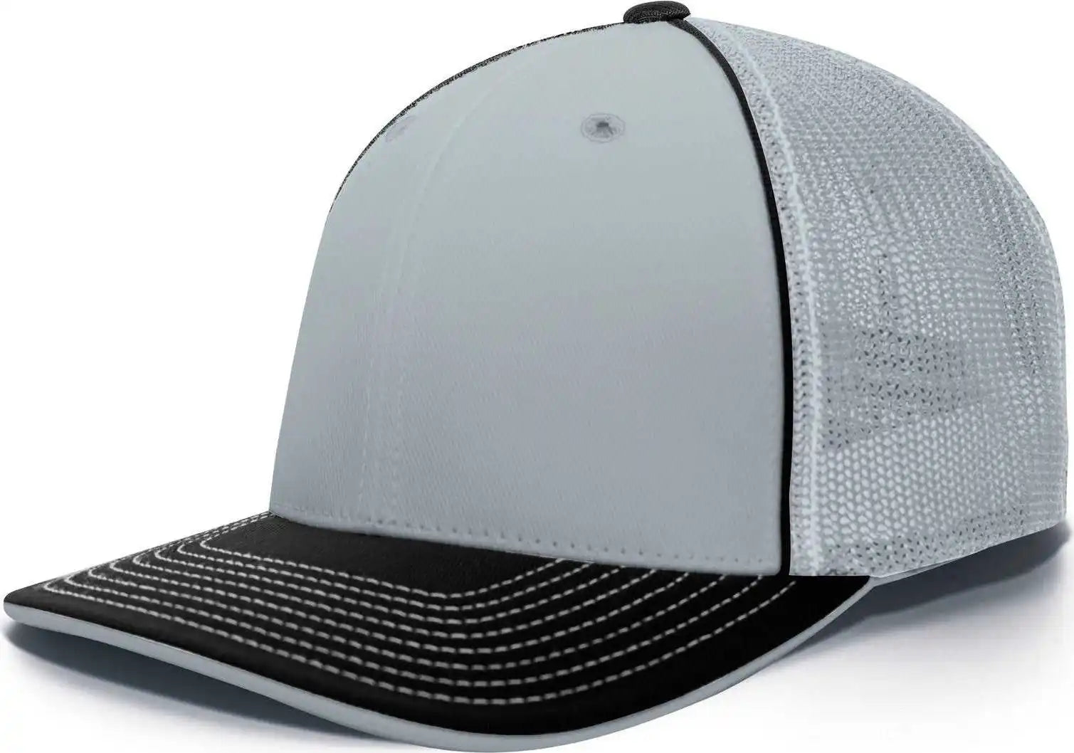 Pacific Headwear 404m Trucker Flexfit Cap - Silver Black - Light Gray / 6 3/8’’ - 7/8’’
