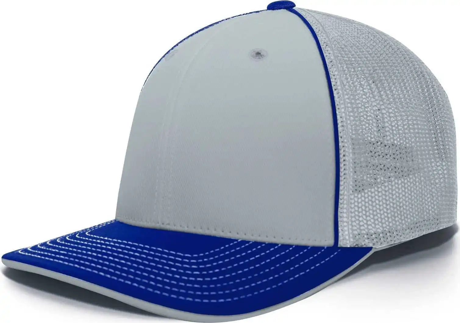 Pacific Headwear 404m Trucker Flexfit Cap - Silver Royal - Light Gray / 6 3/8’’ - 7/8’’