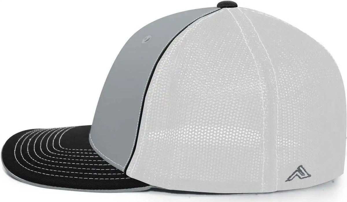 Pacific Headwear 404m Trucker Flexfit Cap - Silver White Black