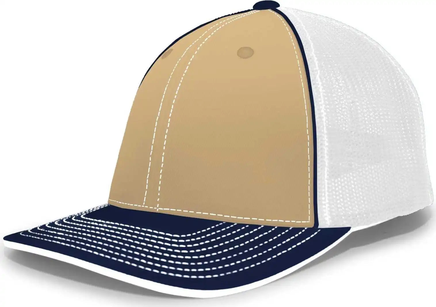 Pacific Headwear 404m Trucker Flexfit Cap - Vegas Gold Navy - 6 1/2’’ - 7’’