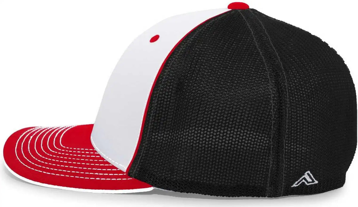 Pacific Headwear 404m Trucker Flexfit Cap - White Black Red