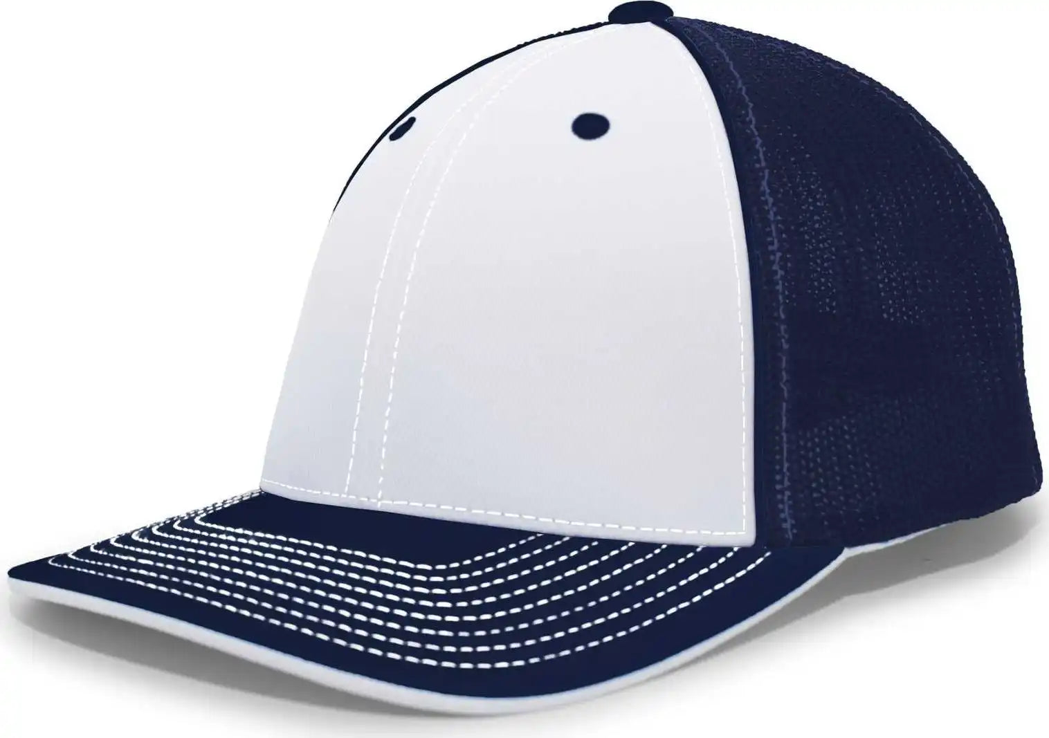 Pacific Headwear 404m Trucker Flexfit Cap - White Navy - 6 1/2’’ - 7’’
