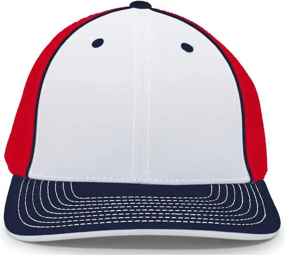 Pacific Headwear 404m Trucker Flexfit Cap - White Navy Red