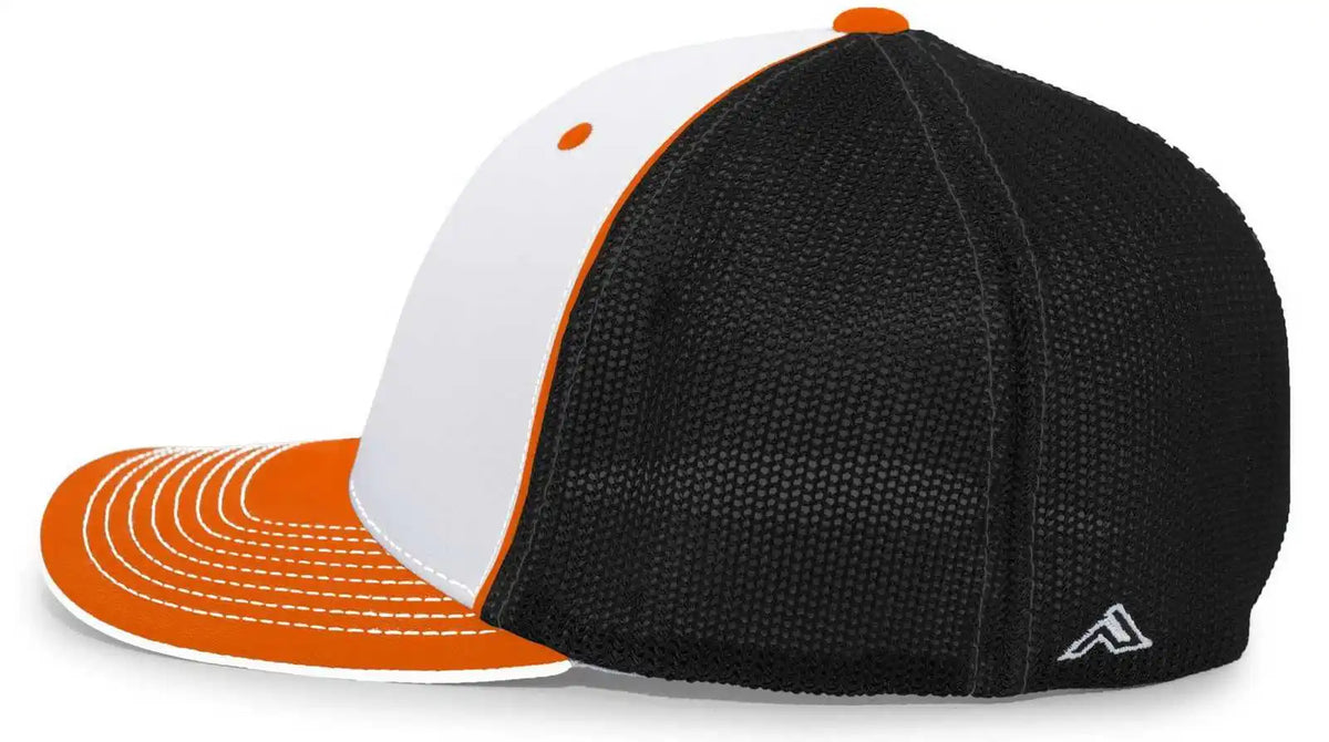 Pacific Headwear 404m Trucker Flexfit Cap - White Orange Black