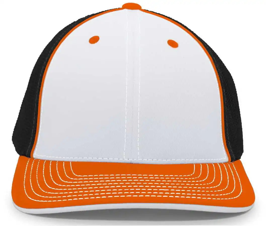 Pacific Headwear 404m Trucker Flexfit Cap - White Orange Black