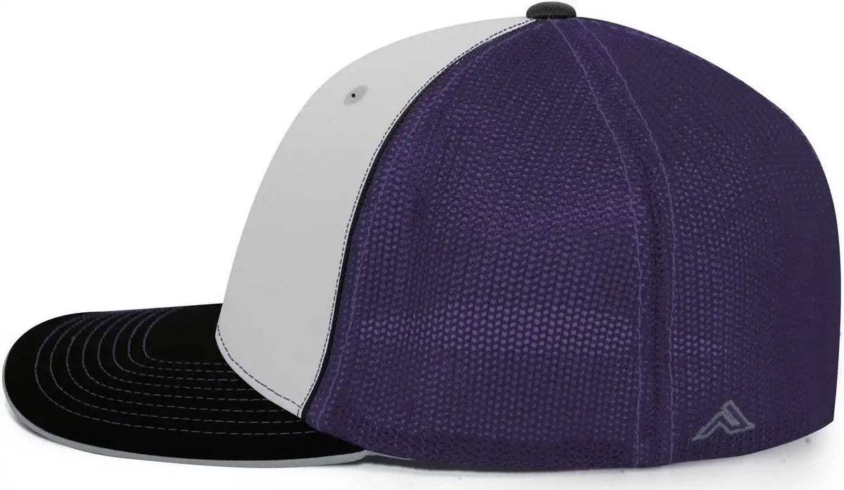 Pacific Headwear 404m Trucker Flexfit Cap - White Purple Black