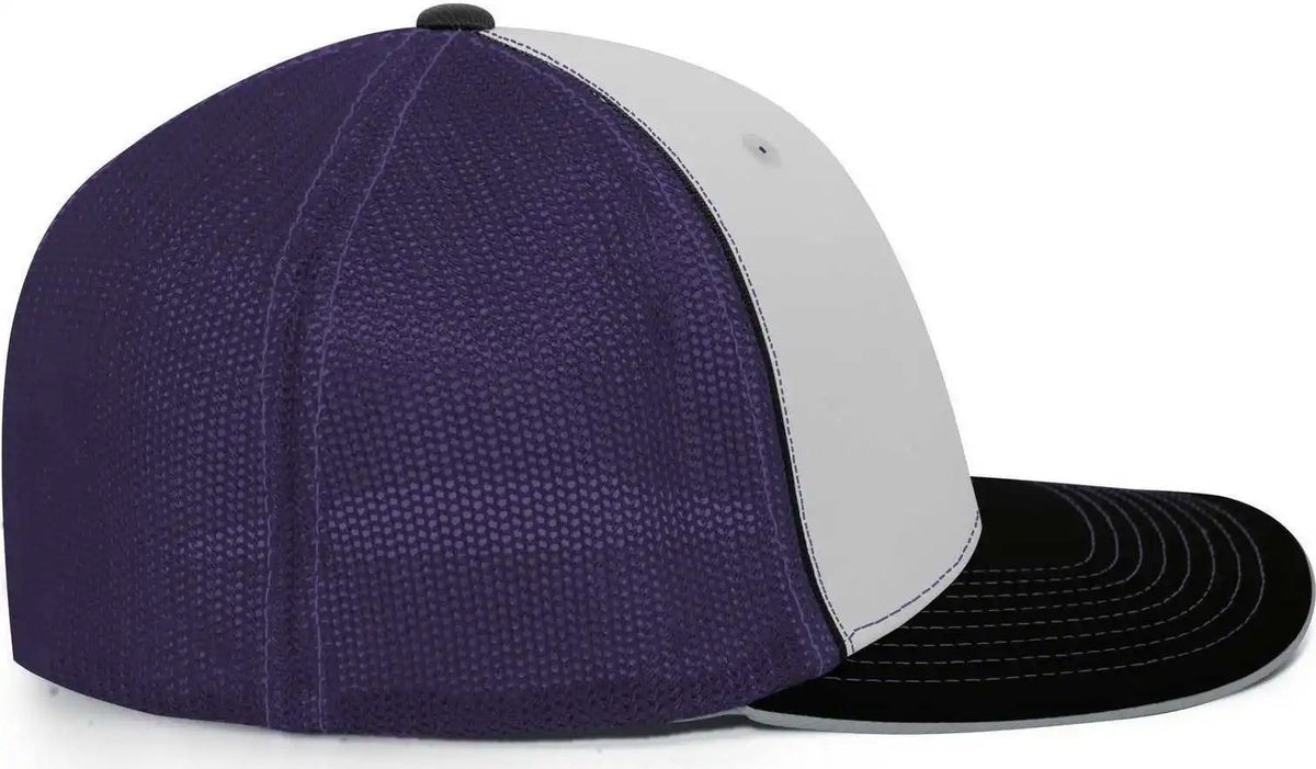 Pacific Headwear 404m Trucker Flexfit Cap - White Purple Black