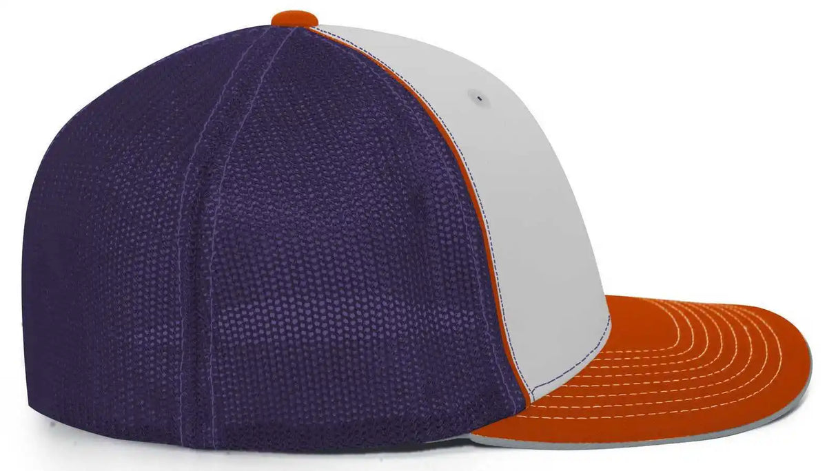 Pacific Headwear 404m Trucker Flexfit Cap - White Purple Orange