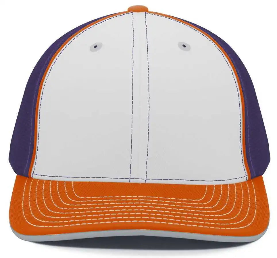 Pacific Headwear 404m Trucker Flexfit Cap - White Purple Orange