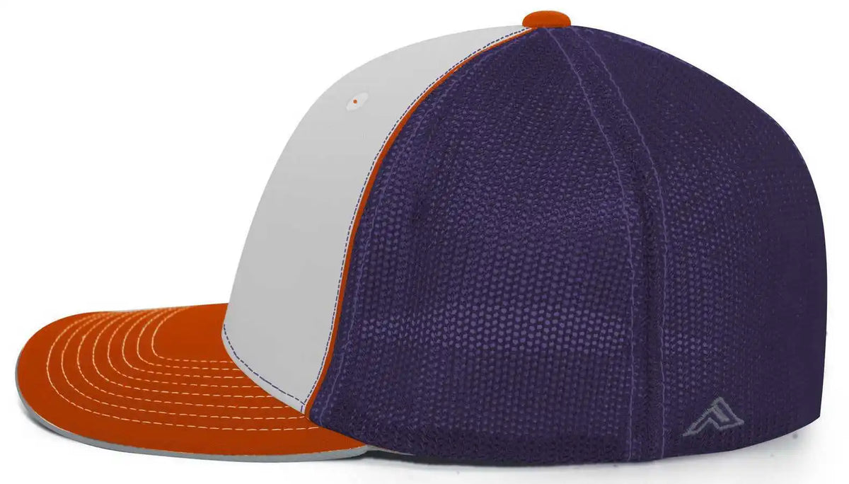 Pacific Headwear 404m Trucker Flexfit Cap - White Purple Orange