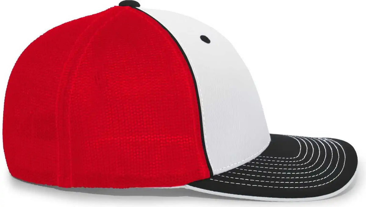 Pacific Headwear 404m Trucker Flexfit Cap - White Red Black