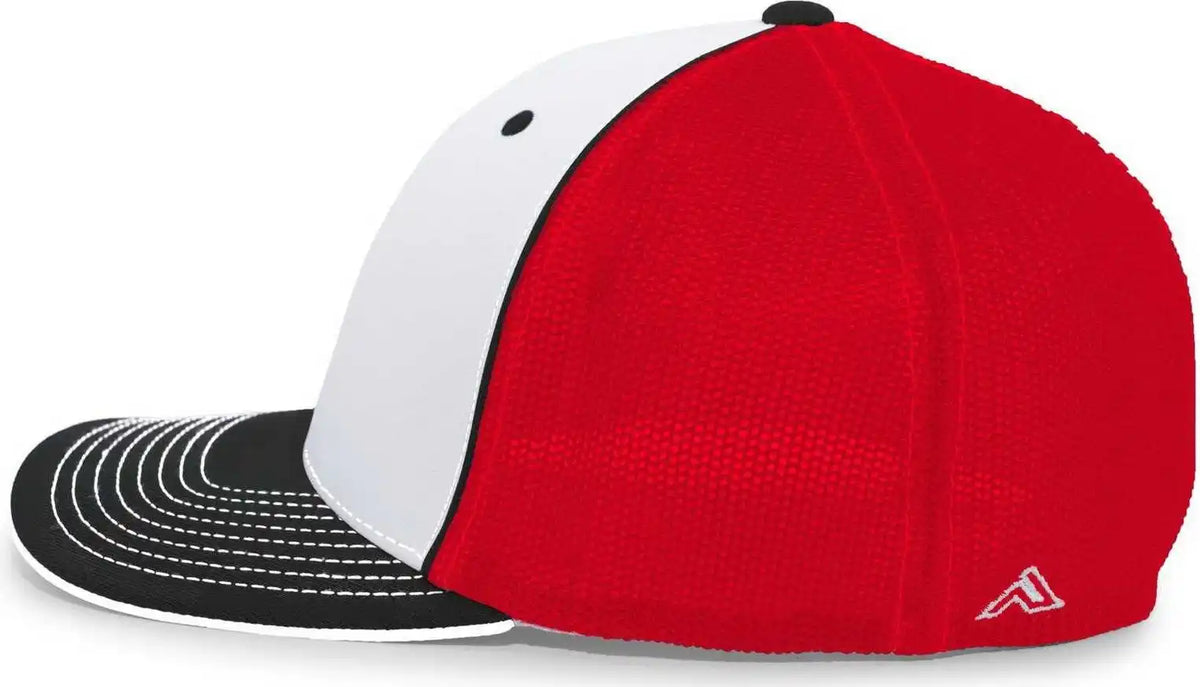 Pacific Headwear 404m Trucker Flexfit Cap - White Red Black