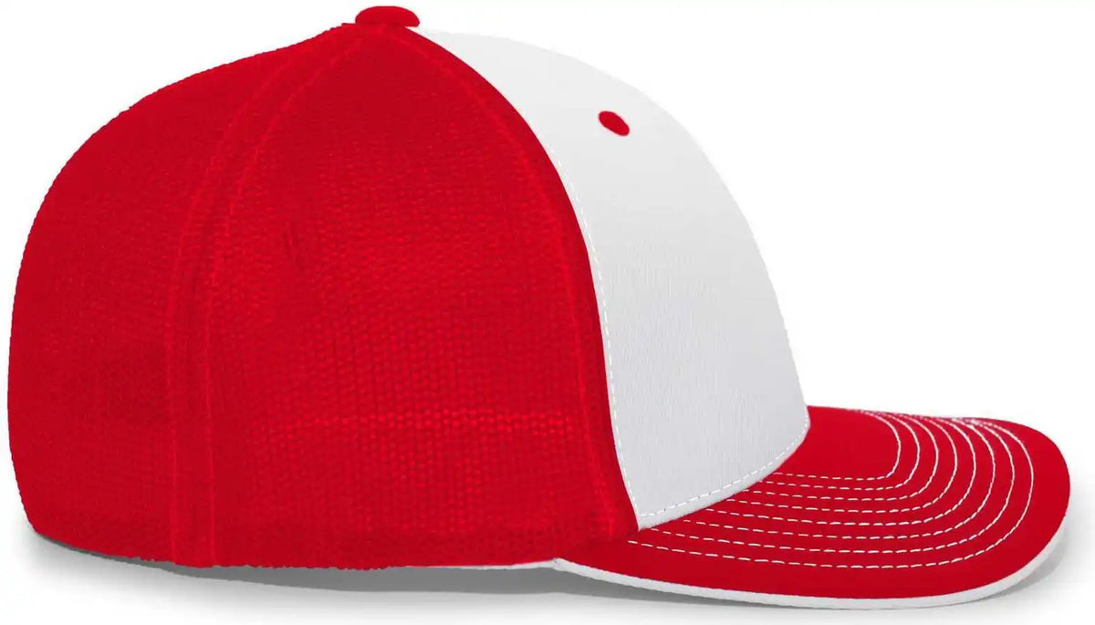 Pacific Headwear 404m Trucker Flexfit Cap - White Red