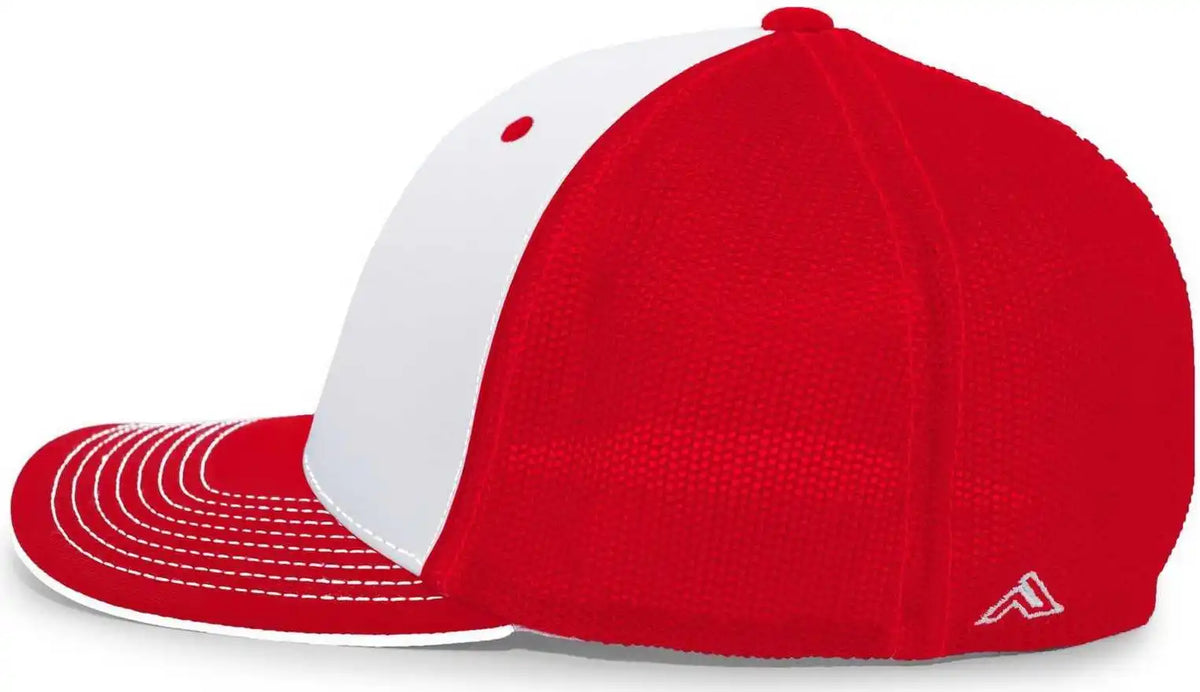 Pacific Headwear 404m Trucker Flexfit Cap - White Red