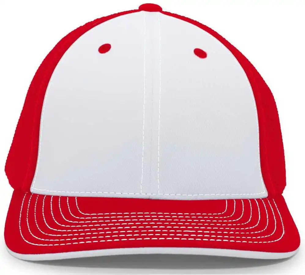 Pacific Headwear 404m Trucker Flexfit Cap - White Red - 6 1/2’’ - 7’’