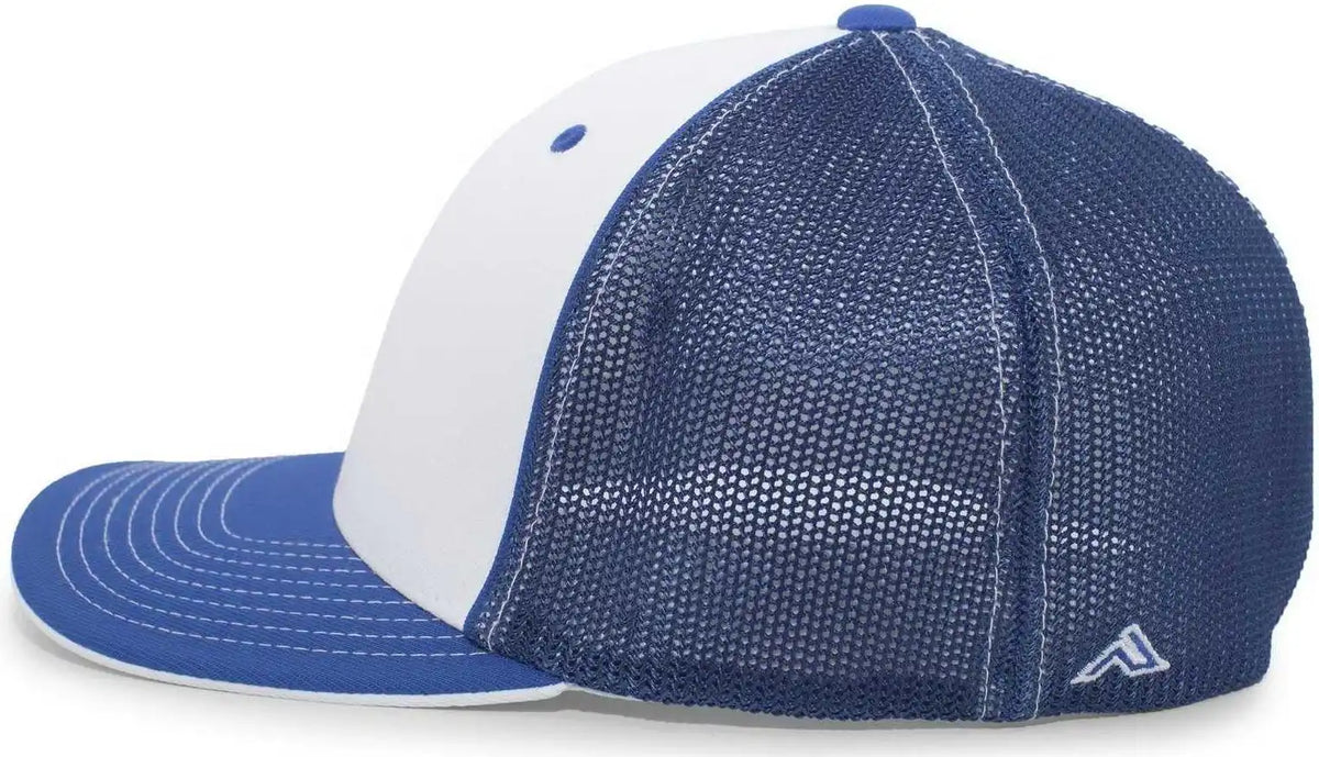 Pacific Headwear 404m Trucker Flexfit Cap - White Royal