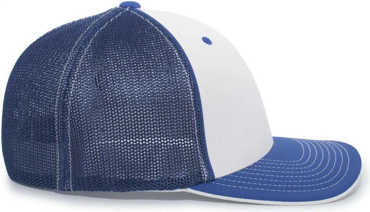 Pacific Headwear 404m Trucker Flexfit Cap - White Royal