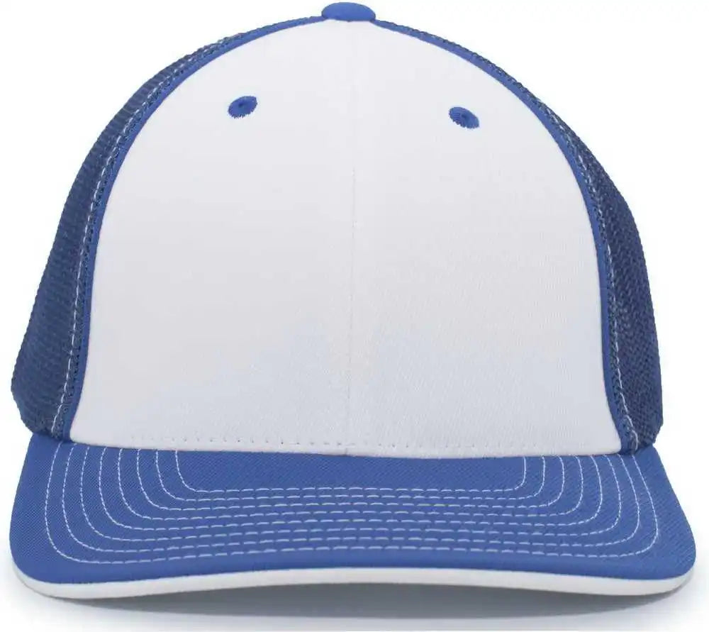 Pacific Headwear 404m Trucker Flexfit Cap - White Royal - 6 1/2’’ - 7’’