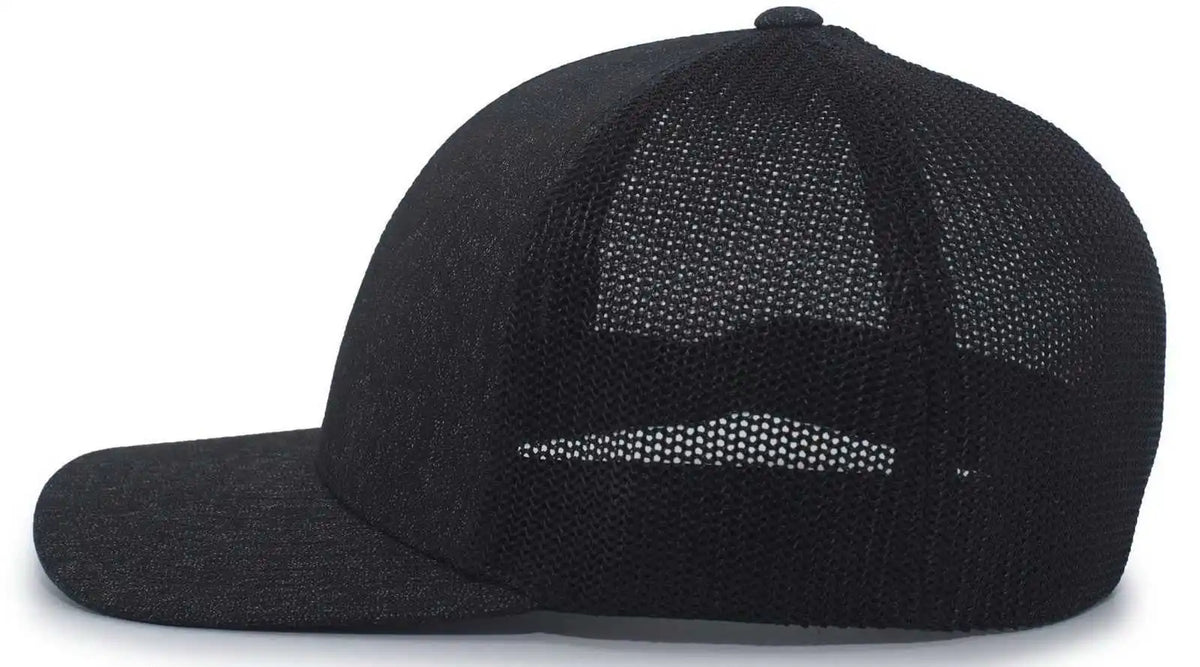Pacific Headwear 405 Heather Flexfit Trucker Cap - Black
