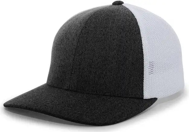 Pacific Headwear 405 Heather Flexfit Trucker Cap - Black White