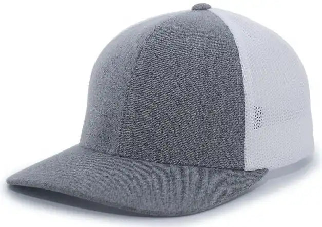 Pacific Headwear 405 Heather Flexfit Trucker Cap - Gray White