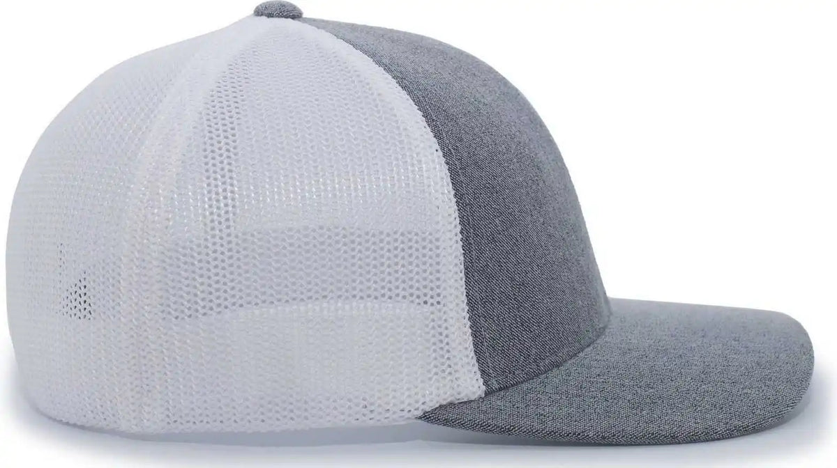 Pacific Headwear 405 Heather Flexfit Trucker Cap - Gray White