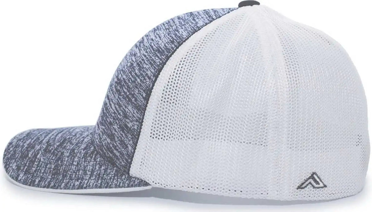 Pacific Headwear 406f Aggressive Heather Trucker Flexfit Cap - Graphite White