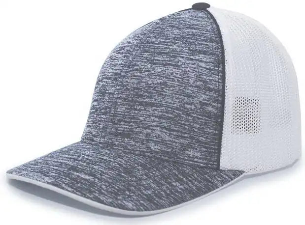 Pacific Headwear 406f Aggressive Heather Trucker Flexfit Cap - Graphite White
