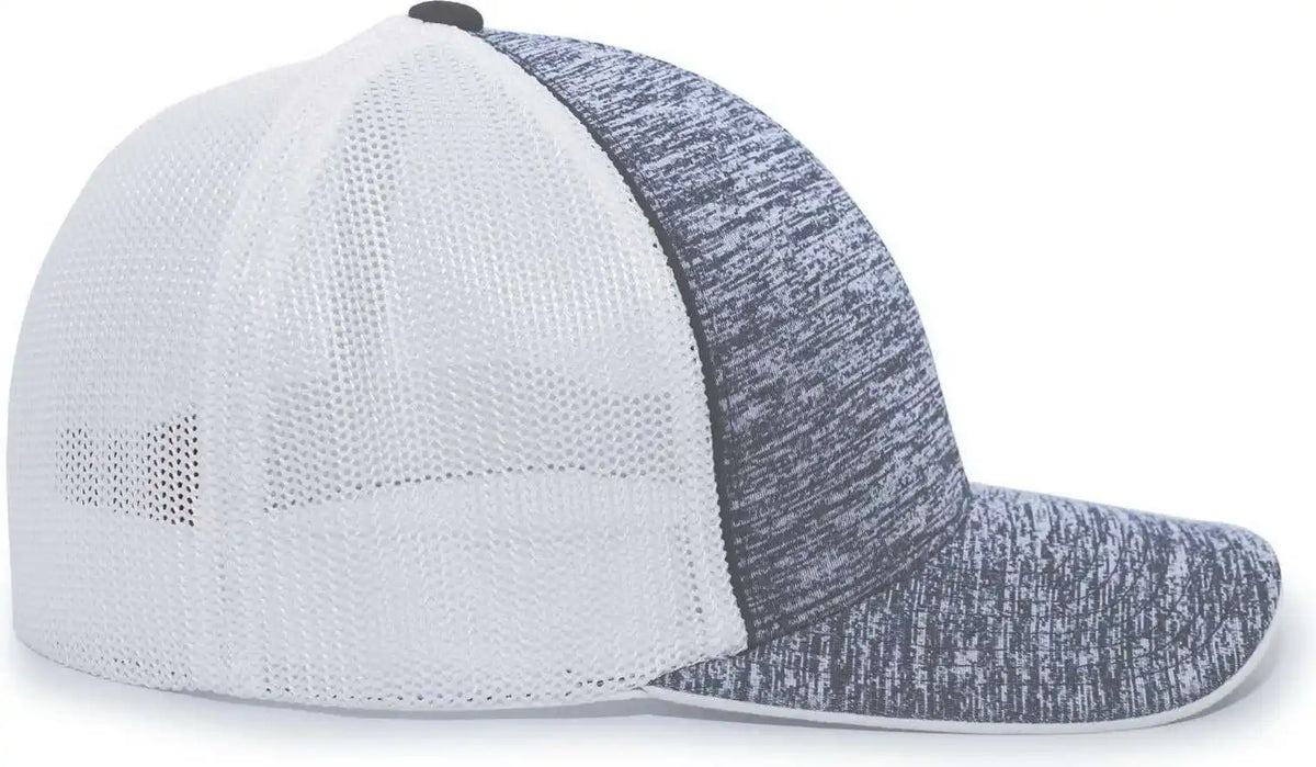 Pacific Headwear 406f Aggressive Heather Trucker Flexfit Cap - Graphite White