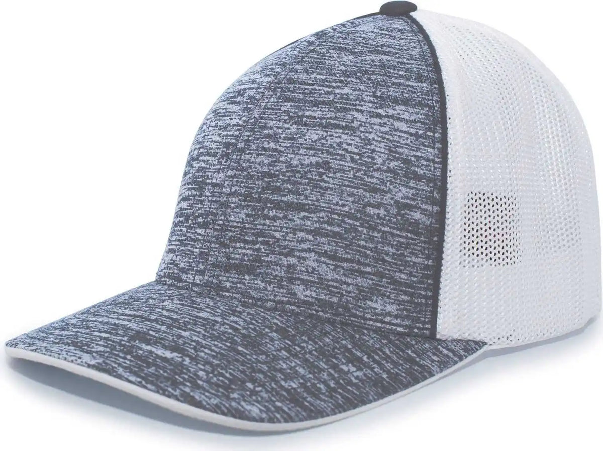 Pacific Headwear 406f Aggressive Heather Trucker Flexfit Cap - Graphite White - Dark Gray / 6 3/8’’ - 7/8’’