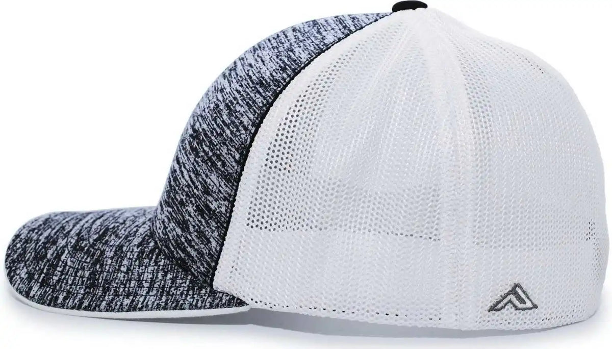 Pacific Headwear 406f Aggressive Heather Trucker Flexfit Cap - Black White