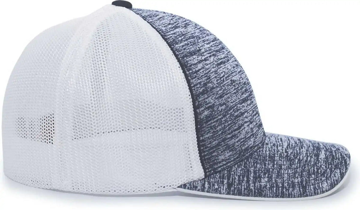 Pacific Headwear 406f Aggressive Heather Trucker Flexfit Cap - Navy White