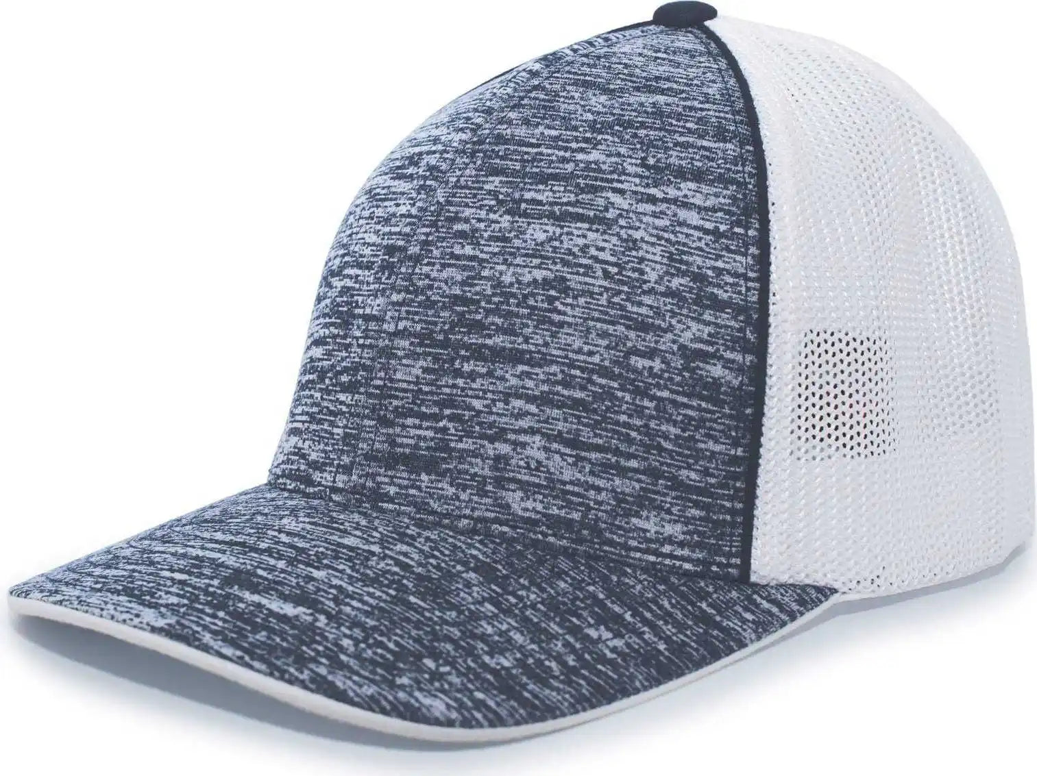 Pacific Headwear 406f Aggressive Heather Trucker Flexfit Cap - Navy White - 6 3/8’’ - 7/8’’