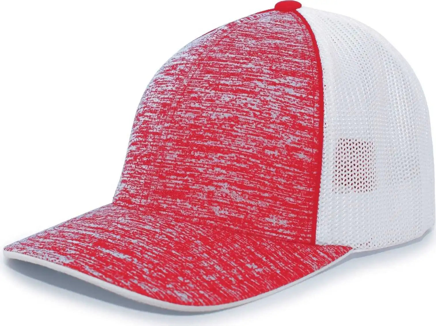 Pacific Headwear 406f Aggressive Heather Trucker Flexfit Cap - Red White - 6 3/8’’ - 7/8’’
