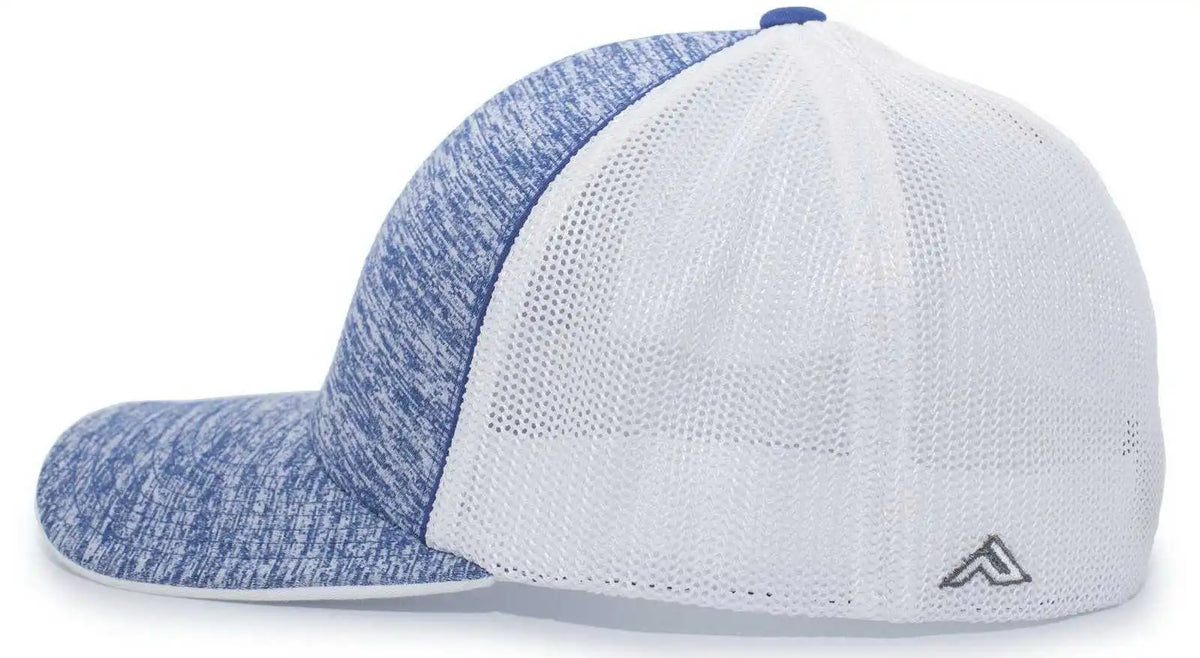Pacific Headwear 406f Aggressive Heather Trucker Flexfit Cap - Royal White