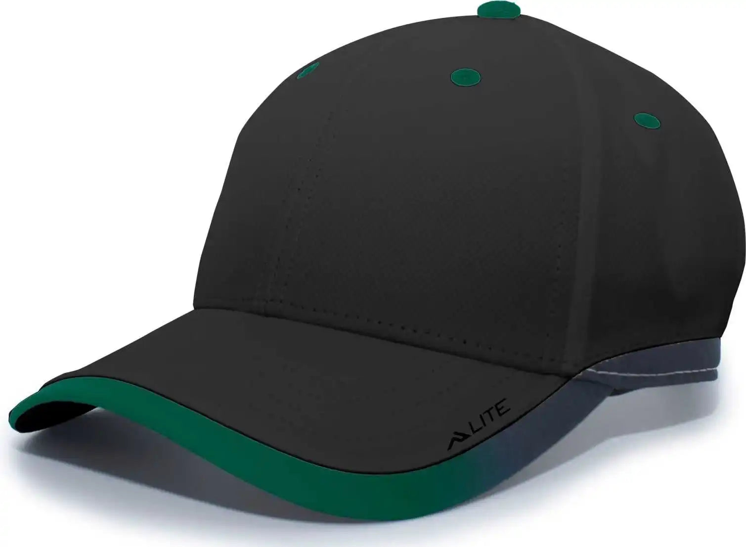 Pacific Headwear 416l Lite Series Hook-and-loop Adjustable Cap - Black Dark Green - 7’’ - 7 7/8’’