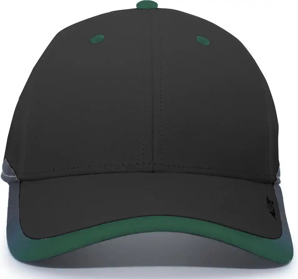Pacific Headwear 416l Lite Series Hook-and-loop Adjustable Cap - Black Dark Green - 7’’ - 7 7/8’’