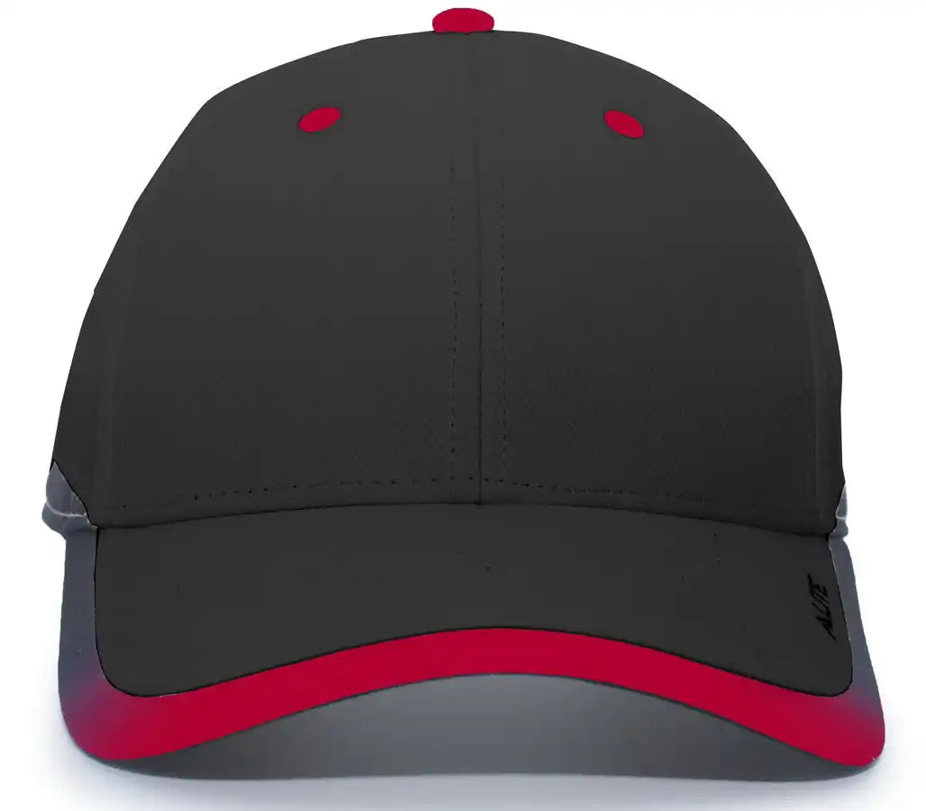 Pacific Headwear 416l Running Cap Hook-and-loop - Black Red - 7’’ - 7 7/8’’