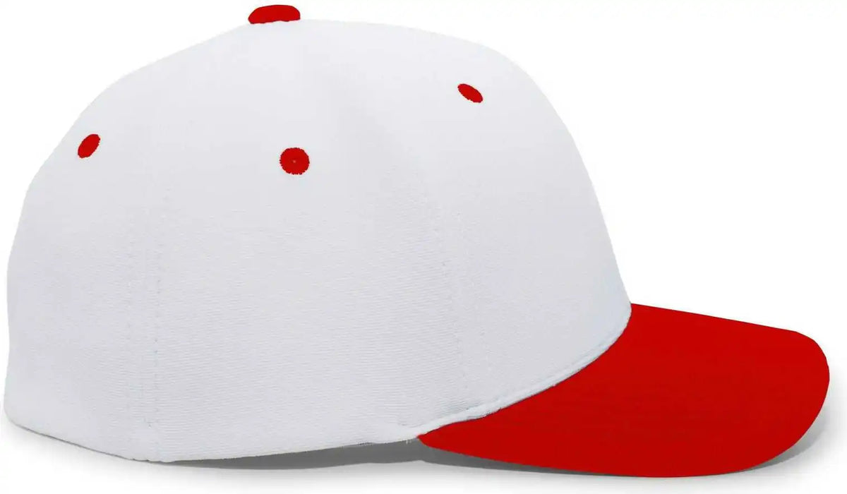 Pacific Headwear 498f M2 Performance Flexfit Cap - White Red