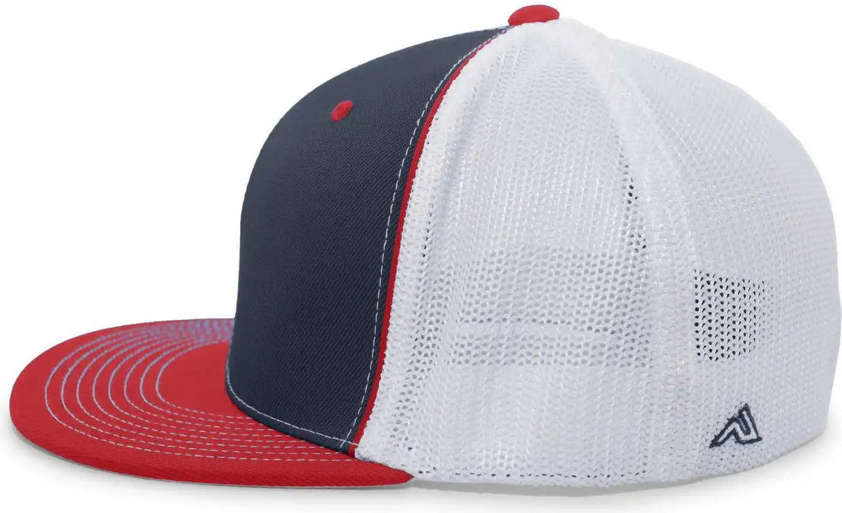 Pacific Headwear 4d5 D-series Trucker Flexfit Cap - Navy Red