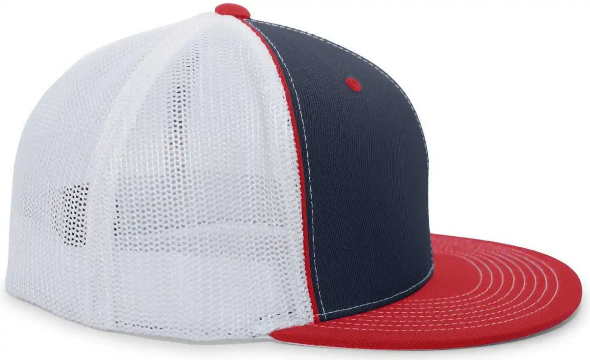 Pacific Headwear 4d5 D-series Trucker Flexfit Cap - Navy Red