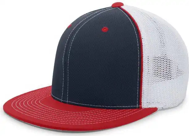 Pacific Headwear 4d5 D-series Trucker Flexfit Cap - Navy Red