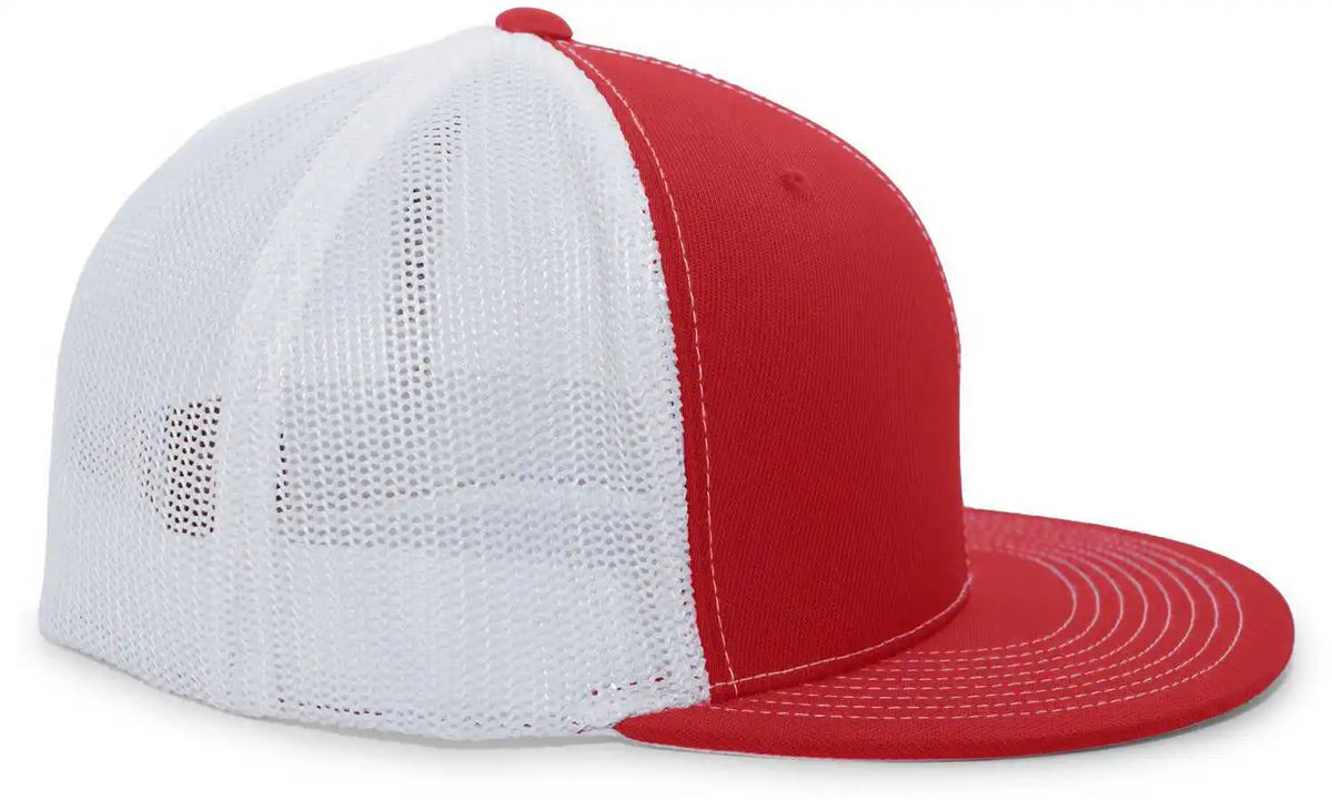 Pacific Headwear 4d5 D-series Trucker Flexfit Cap - Red White