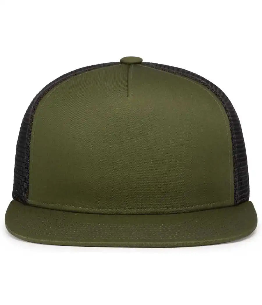 Pacific Headwear 4d7 D-series 5-panel Trucker Snapback Cap - Moss Lt Charcoal - 7’’ - 7 7/8’’